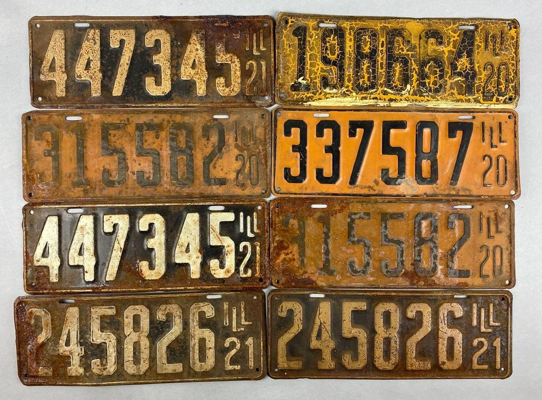 Group of 8 Illinois License Plates (1 of 3)