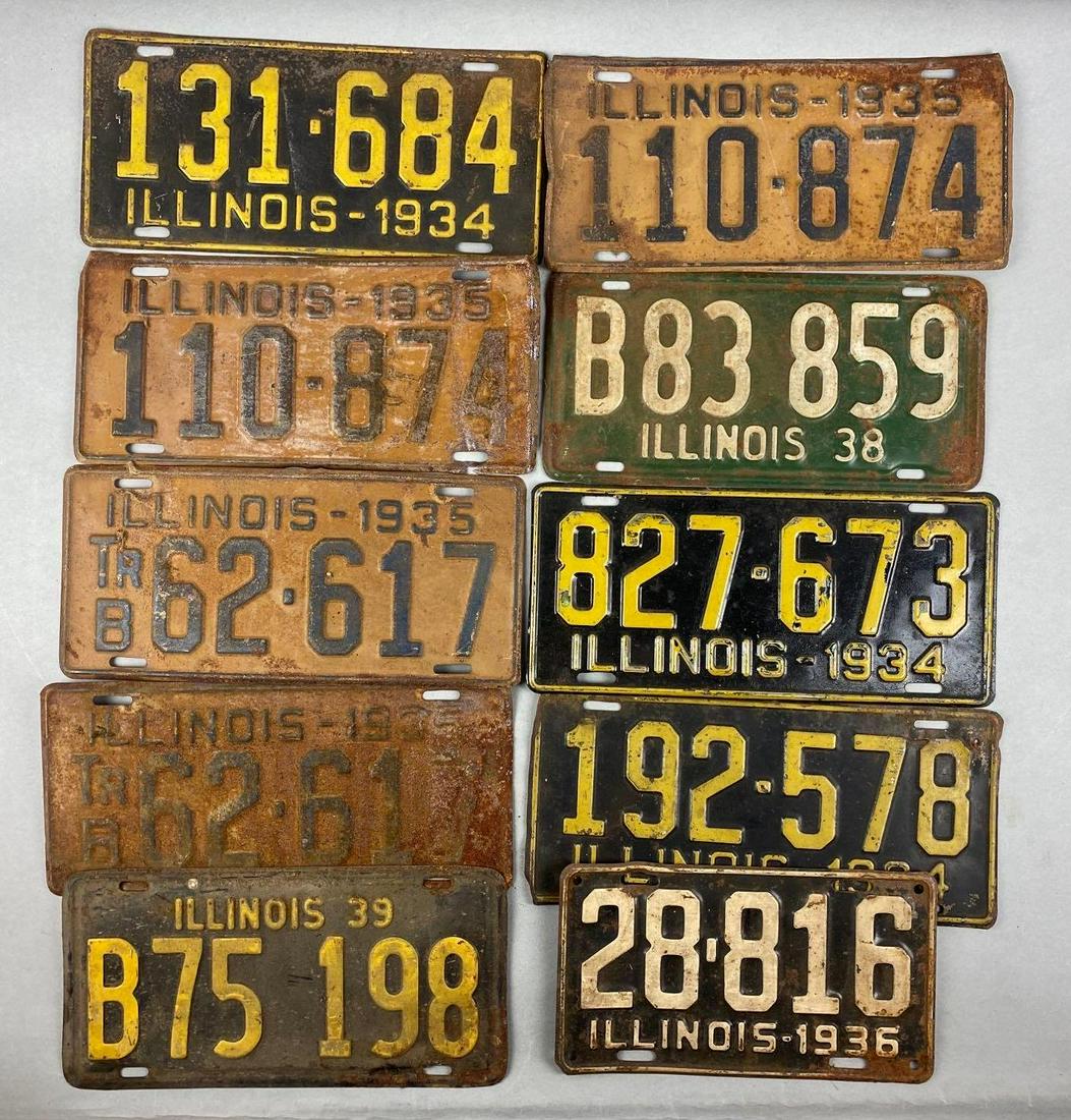 Group of 10 Illinois License Plates (1 of 3)