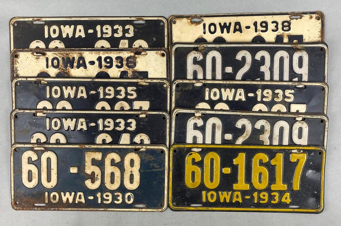 Group of 10 Iowa License Plates (1 of 3)
