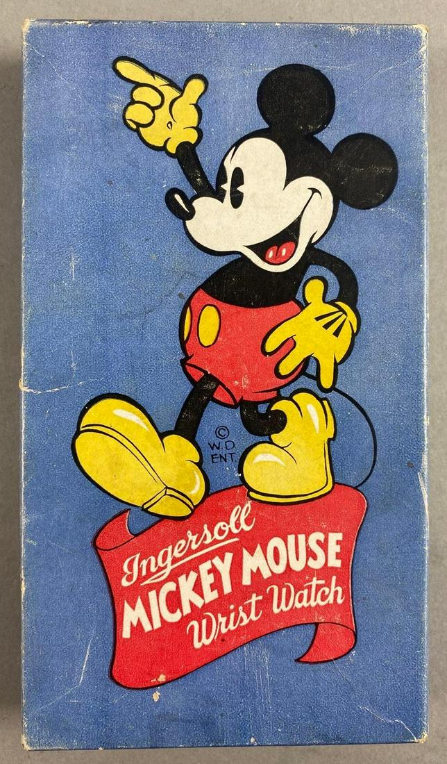 Vintage Ingersoll Mickey Mouse Wrist Watch Box: Box only, no watch. Box measures 6 3/4 x 3 3/4 x 1 inches