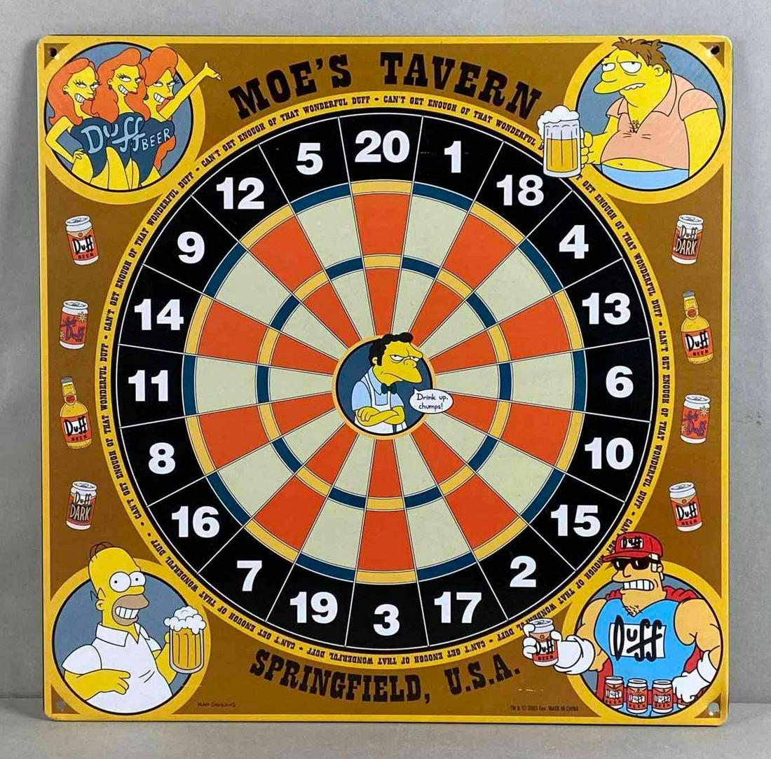 The Simpsons Moes Tavern Magnetic Dart Board: 2005, Measures 15 1/2 x 15 1/2in.