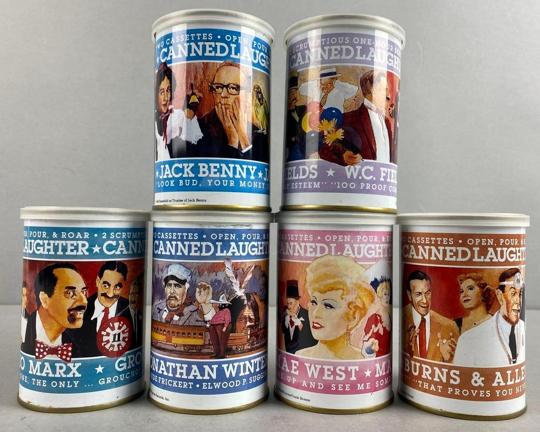 Group of 6 Canned Laughter: Includes Mae West, Burns and Allen, Jack Benny, and more. Measures 4 1/2 x 3 inches