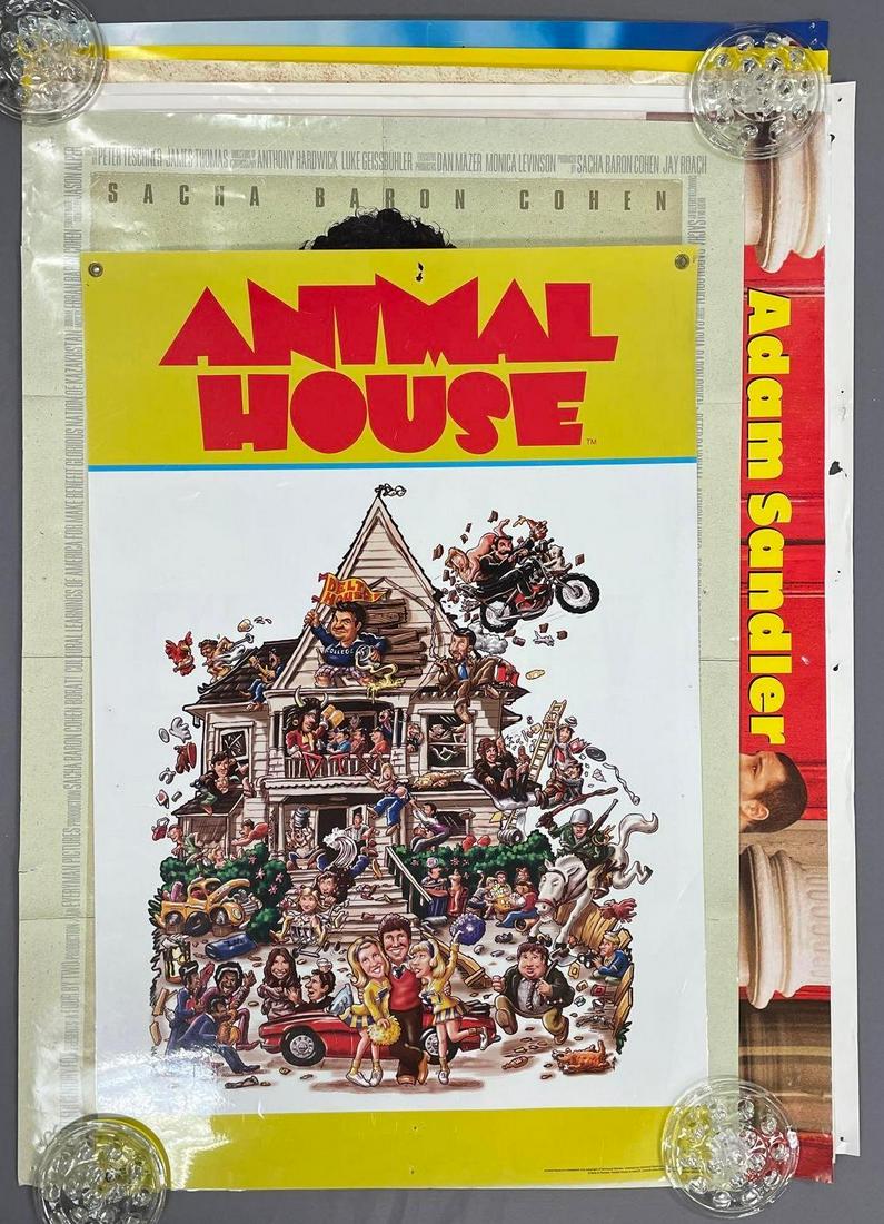 Group of 8 Comedy Movie Posters: All with thumbtack holes, Includes Several Rare British Quad Movie Posters, some small tears. Includes thereâ€™s something about Mary, Borat, laminated Animal House, American Pie, 50 First Dates,