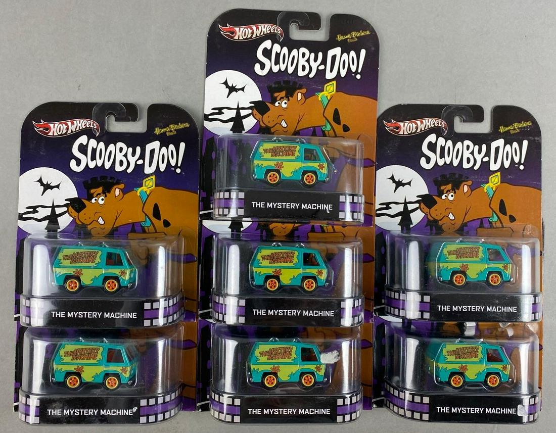 Group of 7 Hot Wheels Scooby-Doo The Mystery Machine: 2012, Mattel. Hanna-Barbera. Die-cast vehicle, original packaging, 1/64 scale.