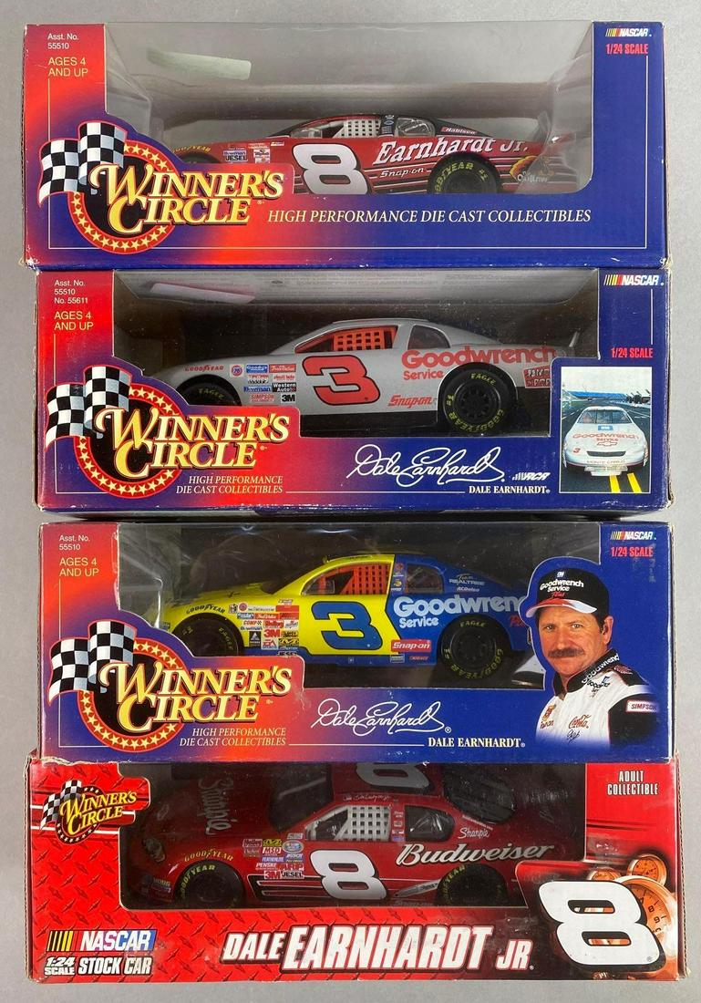 Group of 4 Winners Circle Dale Earnhardt Die-Cast Cars: 1:24 scale, with original boxes, includes #8 snap on, #3 Goodwrench, and #8 Budweiser