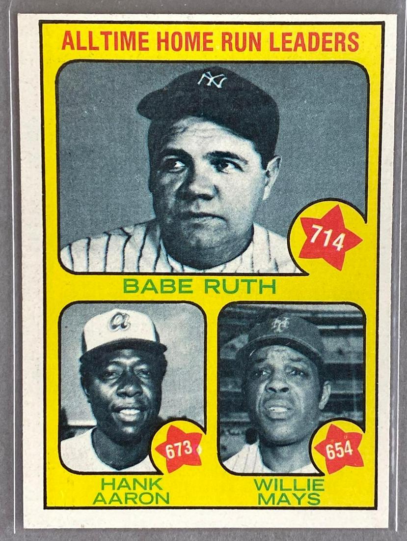 1973 Topps All Time HR Leaders Aaron/Mays/Ruth #1: 1973 Topps All Time HR Leaders Aaron/Mays/Ruth #1 - NM or better, Sharp card