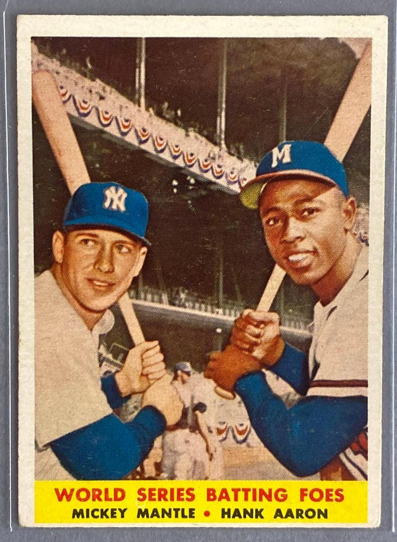 1958 Topps W.S. Batting Foes Mantle/Aaron #418 (1 of 2)
