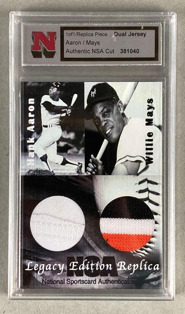 Legacy Edition Hank Aaron and Willie Mays Dual Game Used Jersey NSA 1 of 1 (1 of 2)
