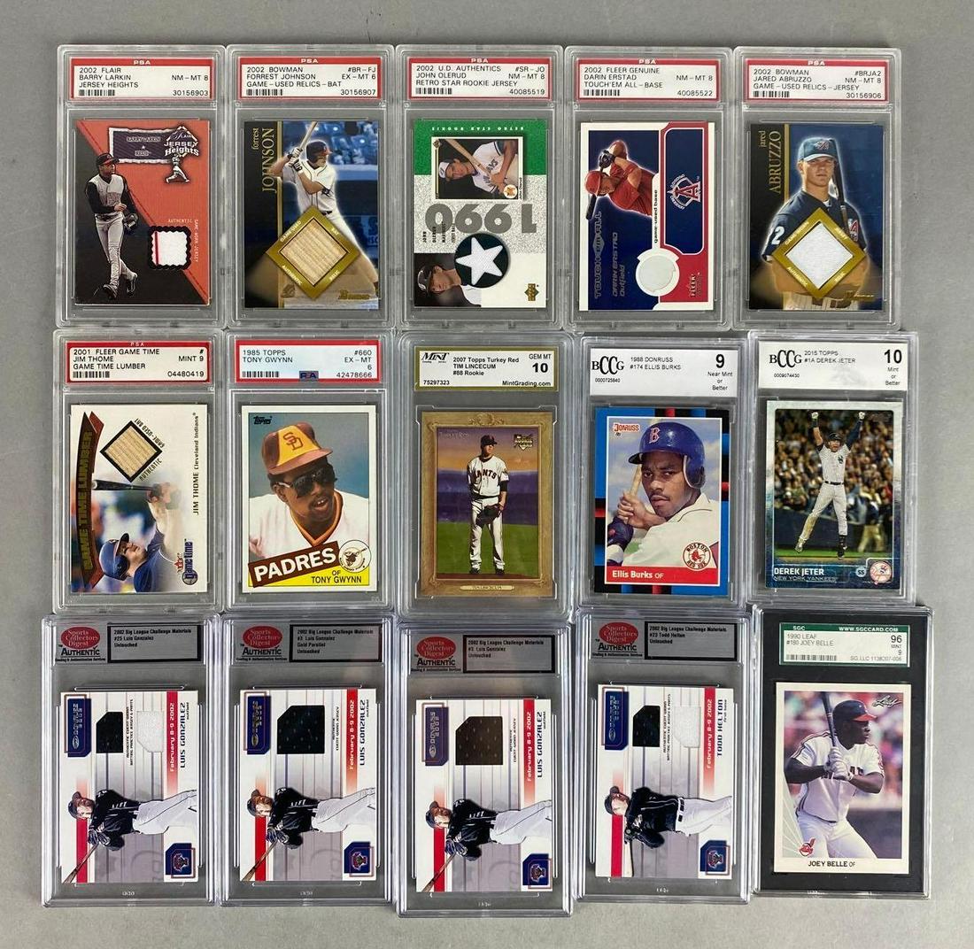 15 Graded Baseball Cards with HOFs and Jerseys (1 of 2)
