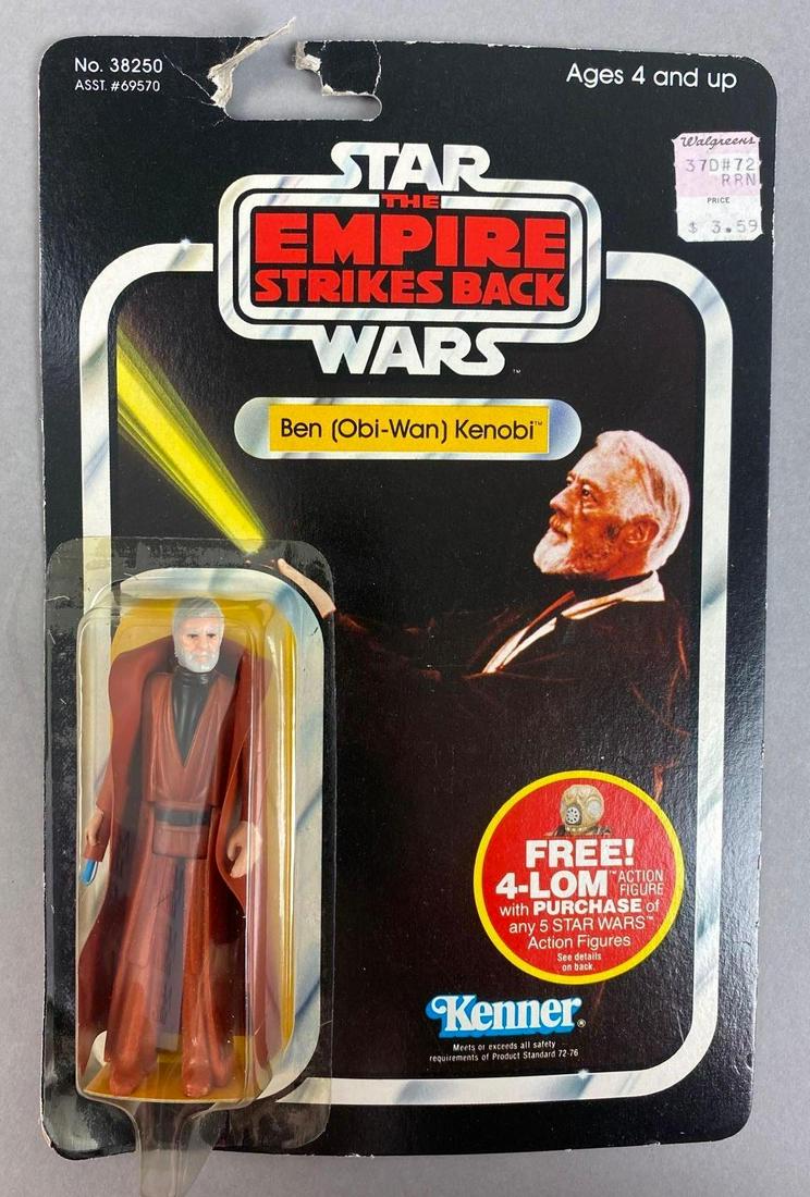 Kenner Star Wars The Empire Strikes Back Ben Obi-Wan Kenobi Action Figure: 1982, punched. Missing proof of purchase. Packaging measures 9 x 6 inches.