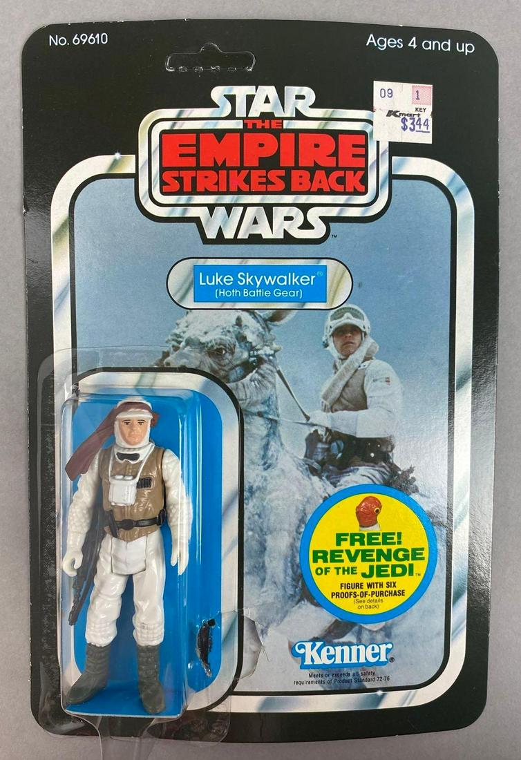 Kenner Star Wars The Empire Strikes Back Luke Skywalker Action Figure: 1982, punched. Hoth Battle Gear. Missing proof of purchase, hole/cut is visible from front. Packaging measures 9 x 6 inches.