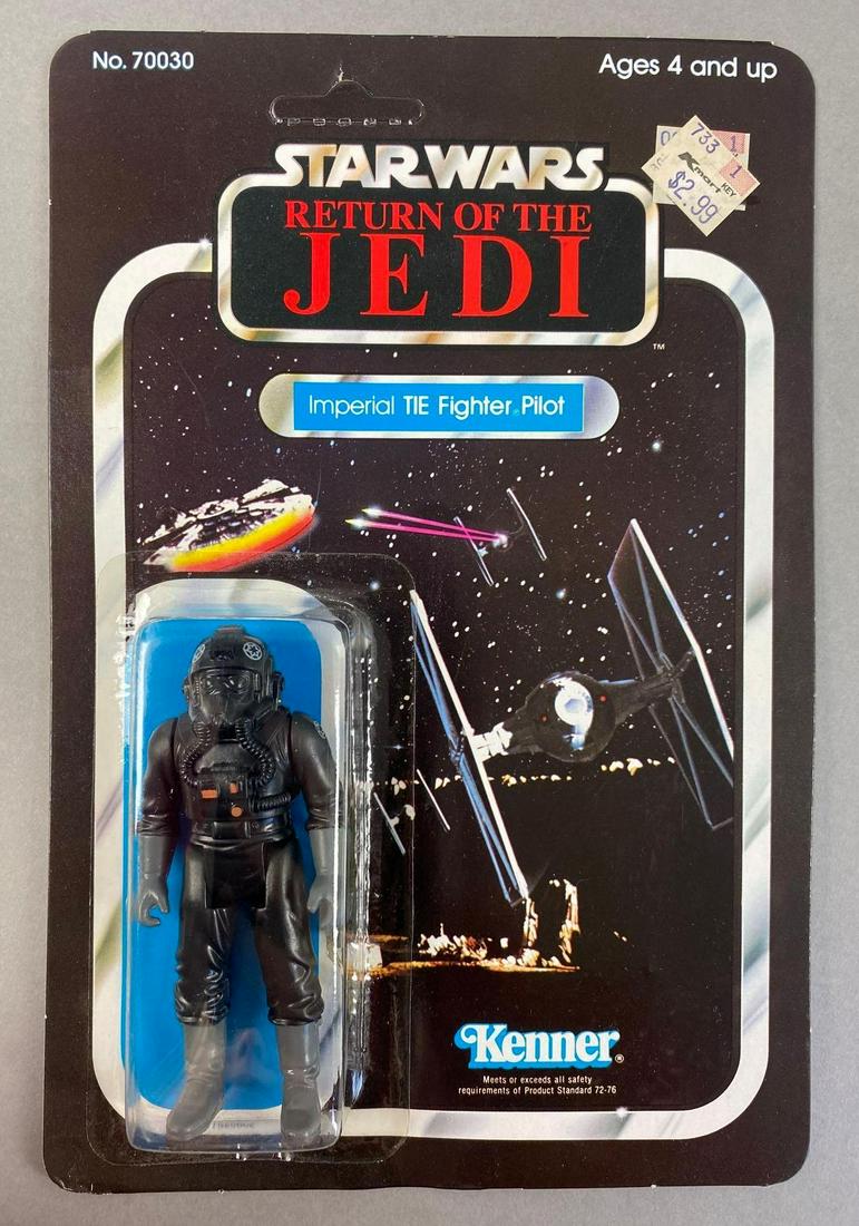 Kenner Star Wars Return of The Jedi Imperial TIE Fighter Pilot: 1983, punched. Packaging measures 9 x 6 inches.