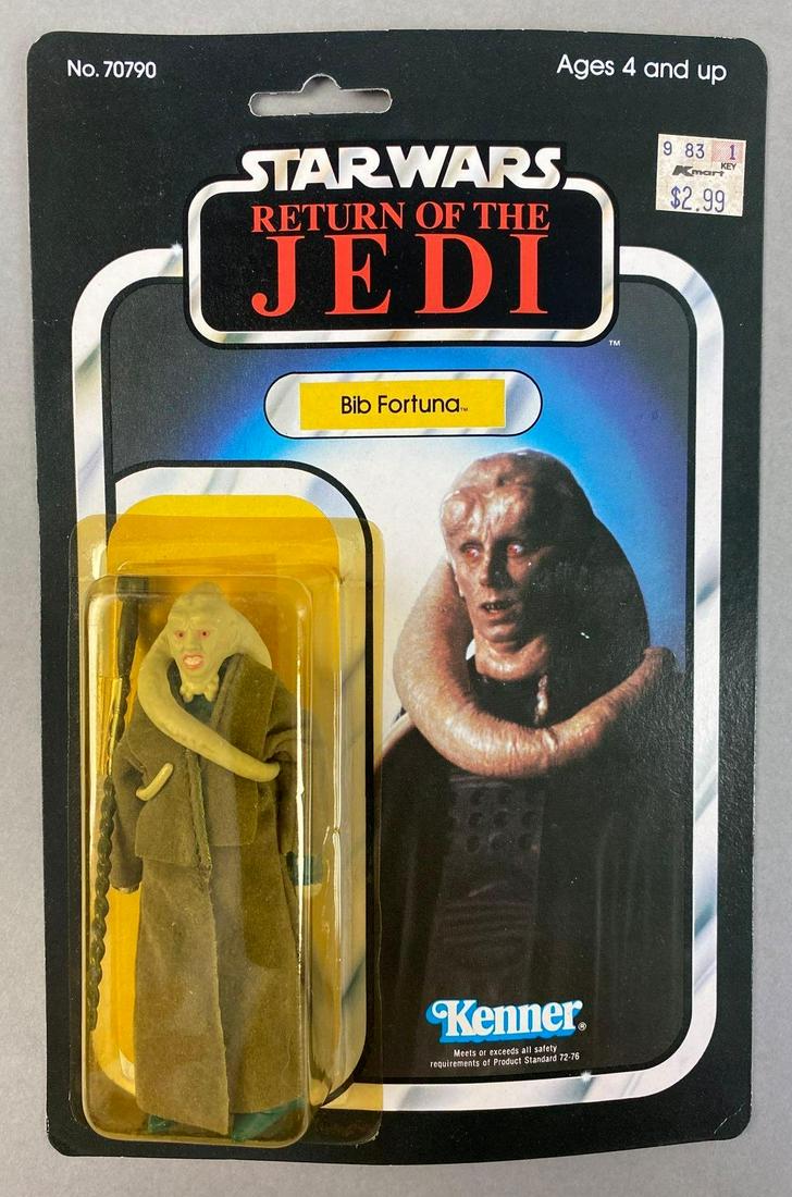 Kenner Star Wars Return of The Jedi Bib Fortuna Action Figure: 1983, unpunched. Blister is sun damaged. Packaging measures 9 x 6 inches.