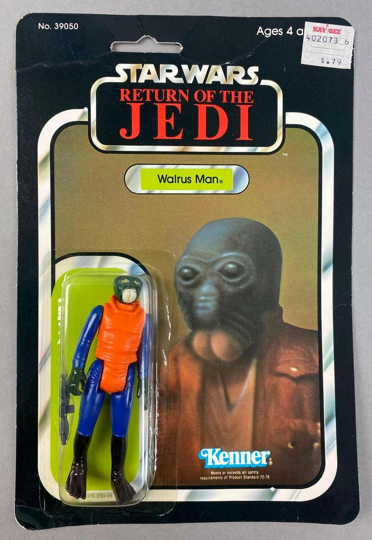 Kenner Star Wars Return of The Jedi Walrus Man Action Figure: 1983, punched. Packaging measures 9 x 6 inches.