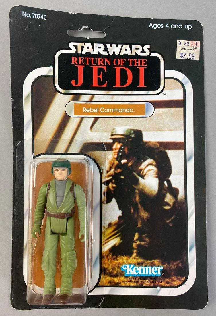 Kenner Star Wars Return of The Jedi Rebel Commando Action Figure: 1983, unpunched. Card is warped/curved. Packaging measures 9 x 6 inches.