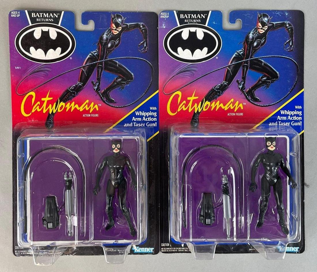 Group of 2 Kenner Batman Returns Catwoman Action Figures: 1991 original packaging, each measure 12 x 7 inches