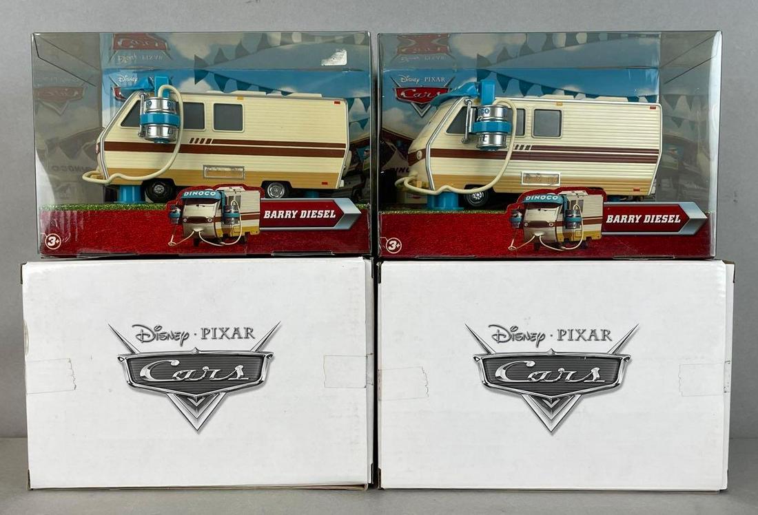Group of 2 Disney Pixar Cars Barry Diesel Diecast Vehicles: With original box and packaging, 2010 Mattel. Boxes measure 5 1/4 x 8 x 4 3/4 inches