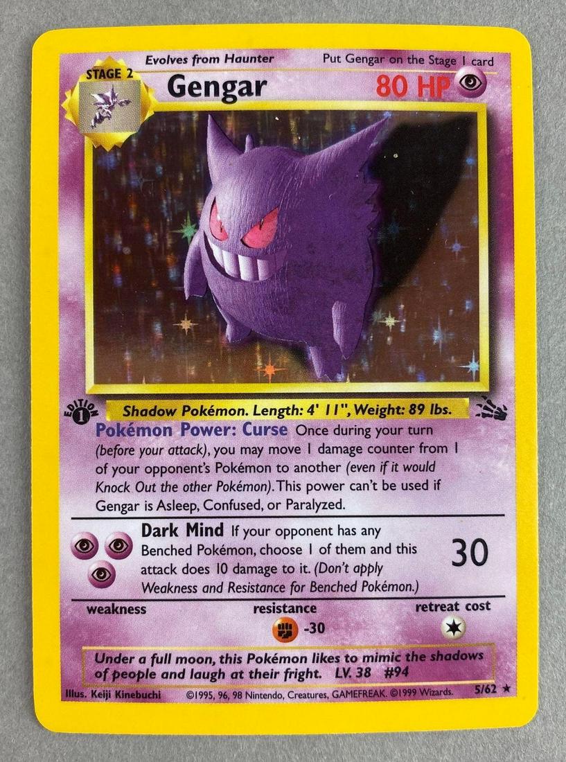 1999 Pokemon 5/62 Holo Fossil Gengar Card: 1999 Pokemon 5/62 Holo Fossil Gengar Card