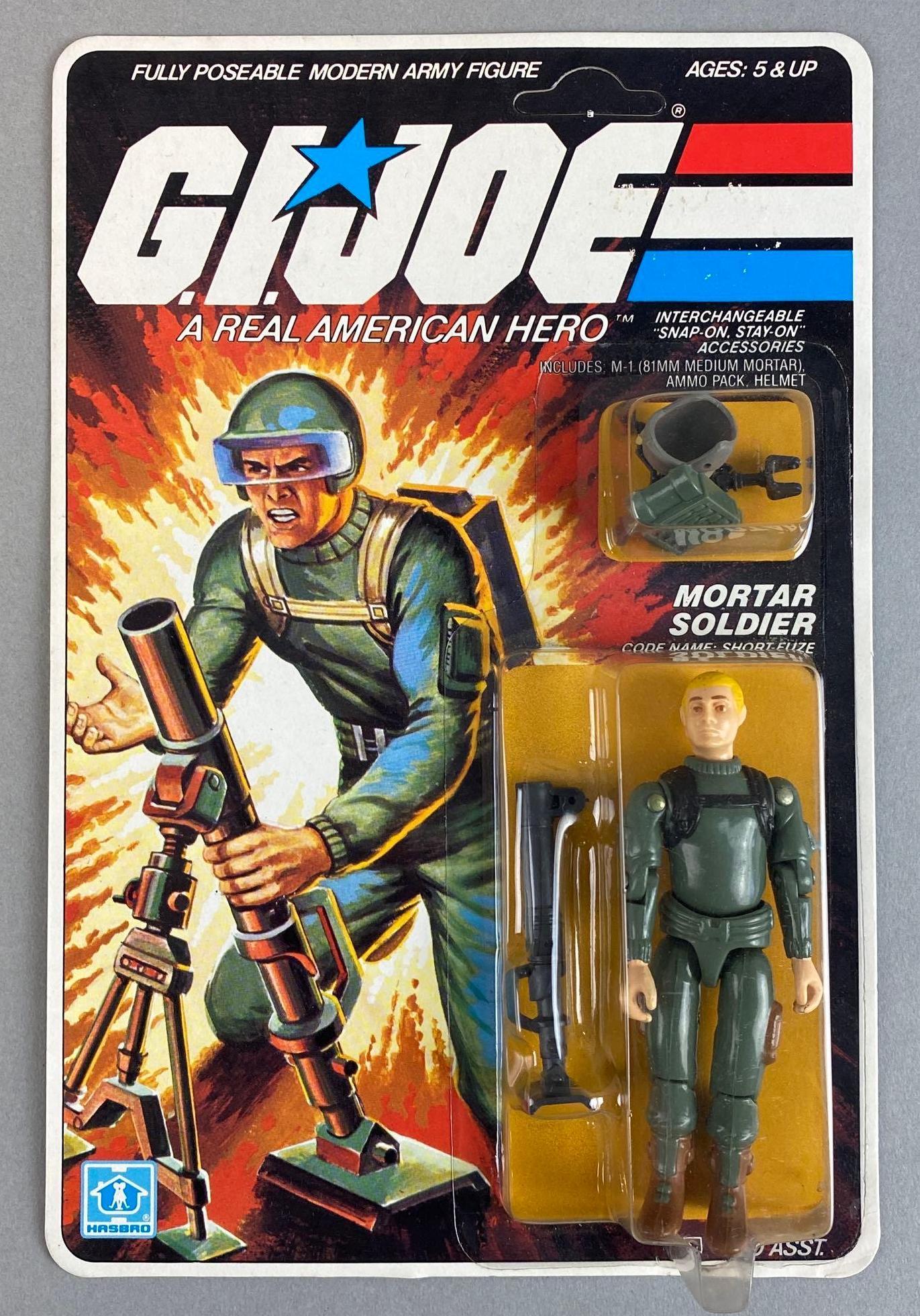 Hasbro G.I. Joe Mortar Soldier Action Figure: 1982, 3 3/4 inch figure, in original packaging, package measures 9 X 6 inches