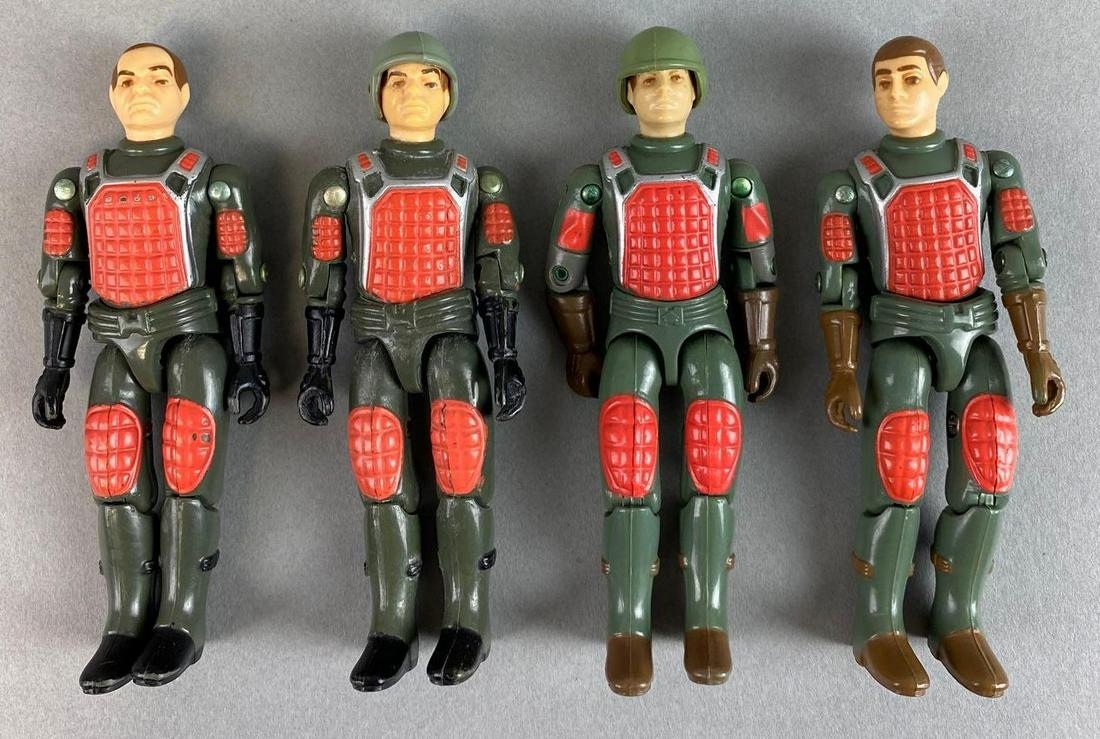 Group of 4 Hasbro G.I. Joe Flash Action Figures: 1982-83, 2 with helmets - incomplete gear, in used condition, 3 3/4 inch figures