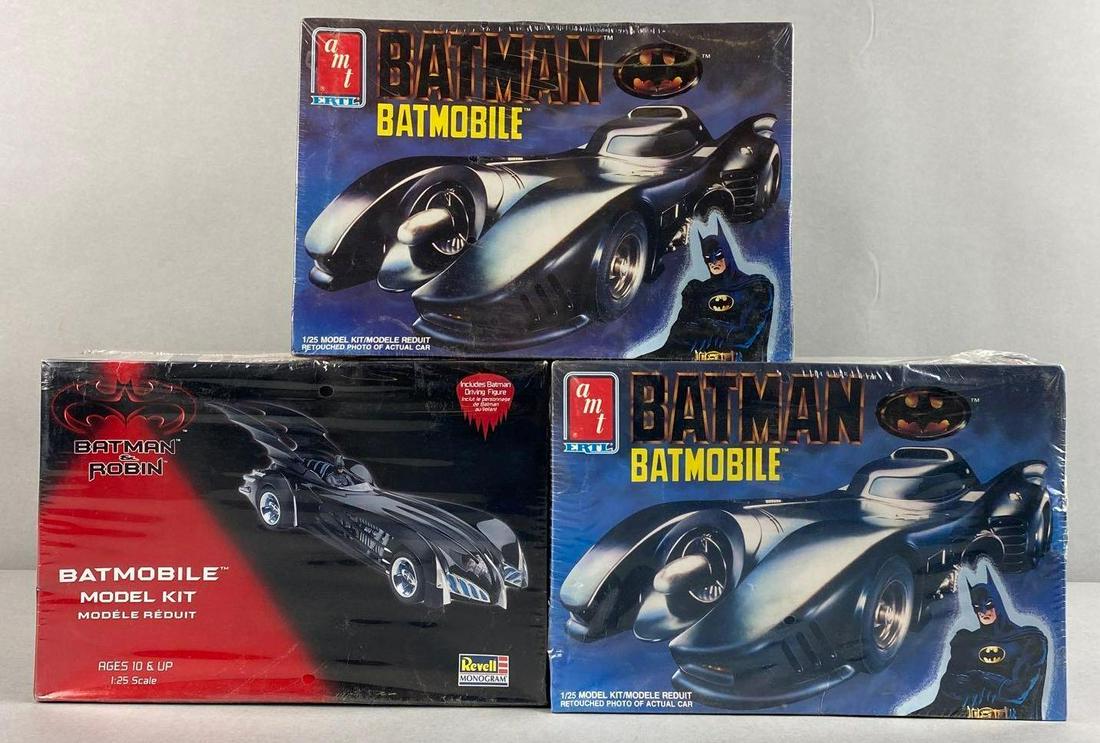 Group of 3 Batman Batmobile Model Kits: 1/25 scale, sealed.