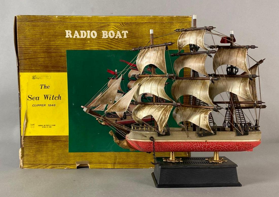 The Sea Witch Clipper 1846 Novelty Radio: With original box, Untested, Box with several tears and loose pieces, Made in Taiwan, Box measures 13 x 14 1/4 x 4 1/2in.