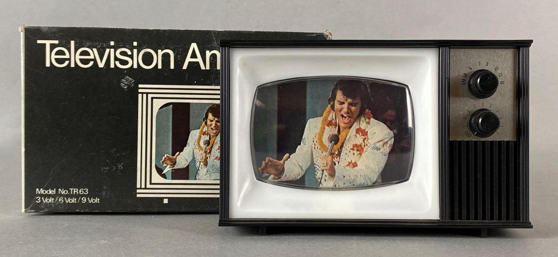 Television AM Radio: Model No. TR63, Untested, Made in Hong Kong, With original box, Box measures 4 1/2 x 7 x 3in.
