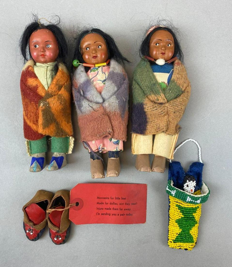 Group of 5 Native American Skookum Dolls and Accessories (1 of 5)