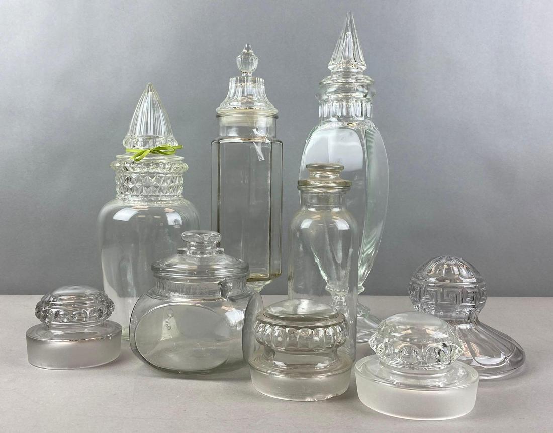 Group of 9 Assorted Apothecary and Candy Glass Jars and Lids (1 of 4)