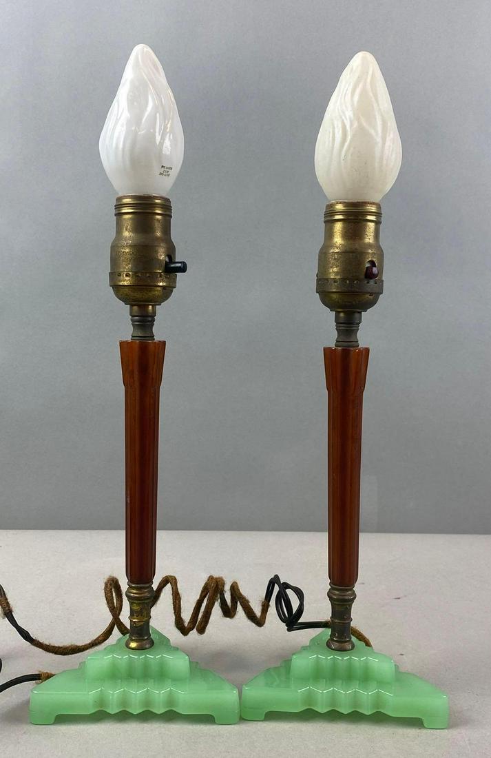Pair of Jadeite Base Table Lamps (1 of 6)