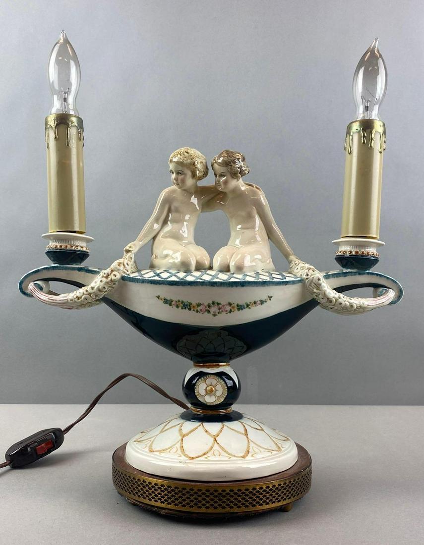 Porcelain Children Hanging Flowers Table Lamp (1 of 10)