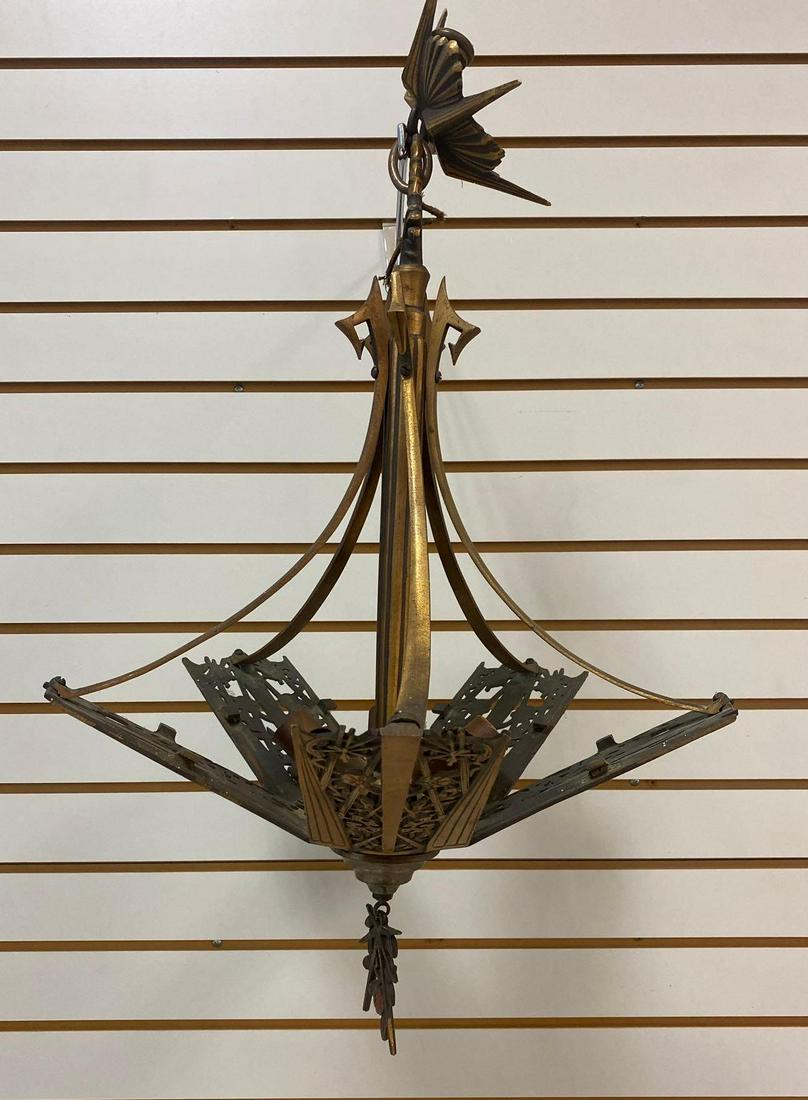 Leviton Ornate Slip Shade Brass Chandelier