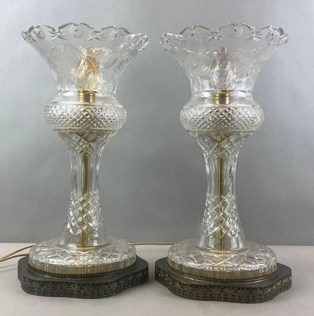 Pair of Etched Glass Table Lamps (1 of 8)