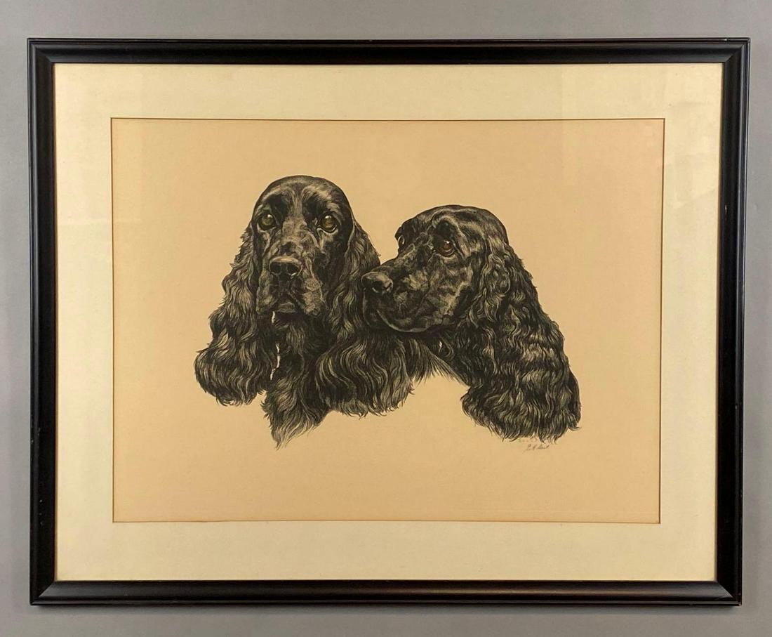 E.H. Hart Black English Cocker Spaniel Pair Print on Paper (1 of 3)