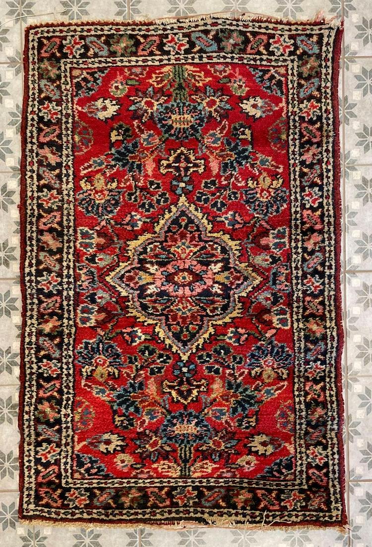Vintage Hand Woven Oriental Rug: Made in Iran, measures 37 x 24 1/2 inches