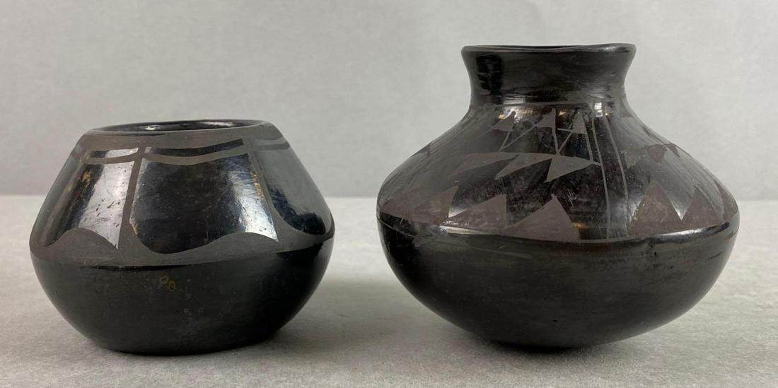 Group of 2 San Ildefonso Blackware Pottery Vases (1 of 4)
