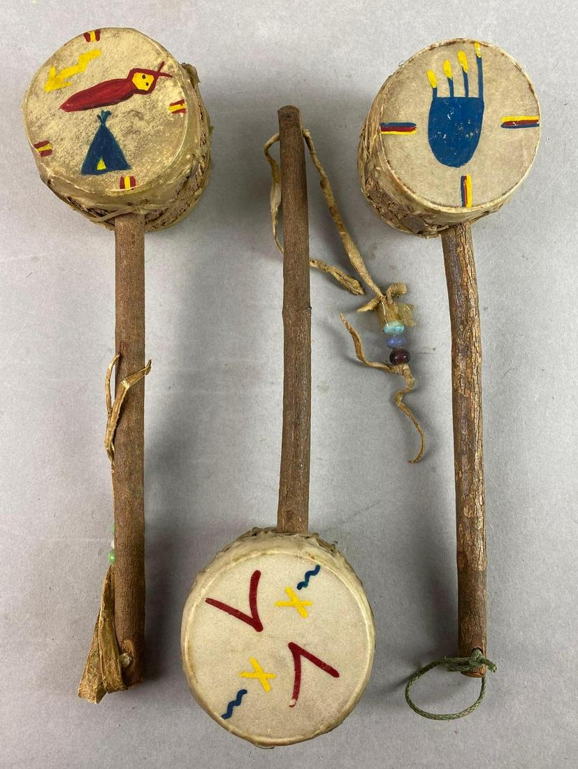 Group of 3 Native American Rawhide Ceremonial Hand Drum (1 of 3)