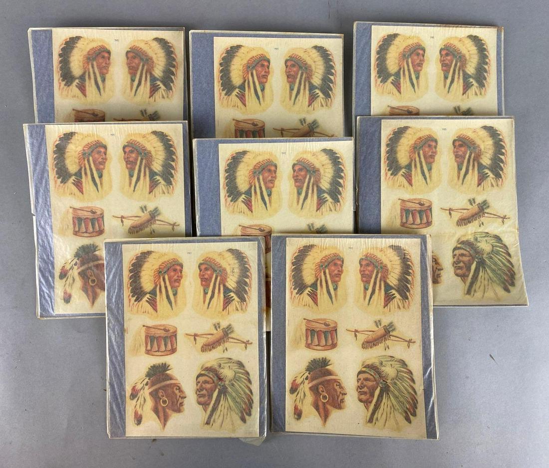 Group of 8 Meyer Native American Decal Sheets: Sheets measure 8 1/4 x 6 1/2in.
