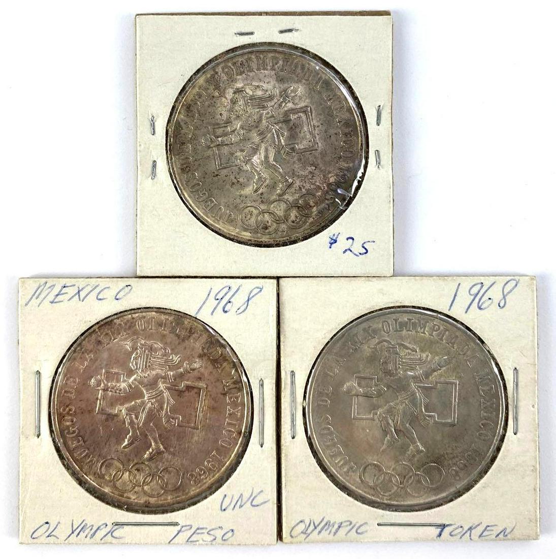 Group of (3) 1968 Mexico Olympic Peso Silver Dollars (1 of 2)
