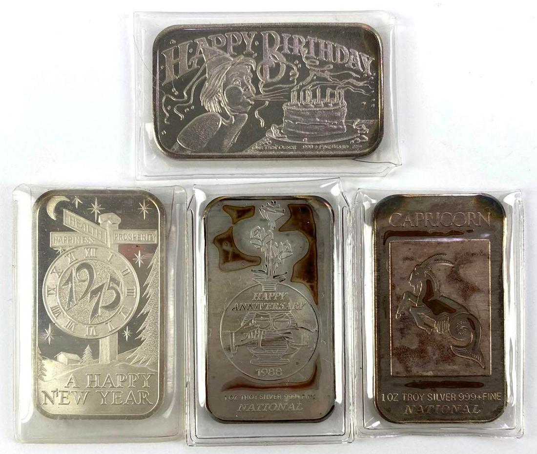 Group of (4) 1oz. .999 Fine Silver Ingots / Bars (1 of 2)