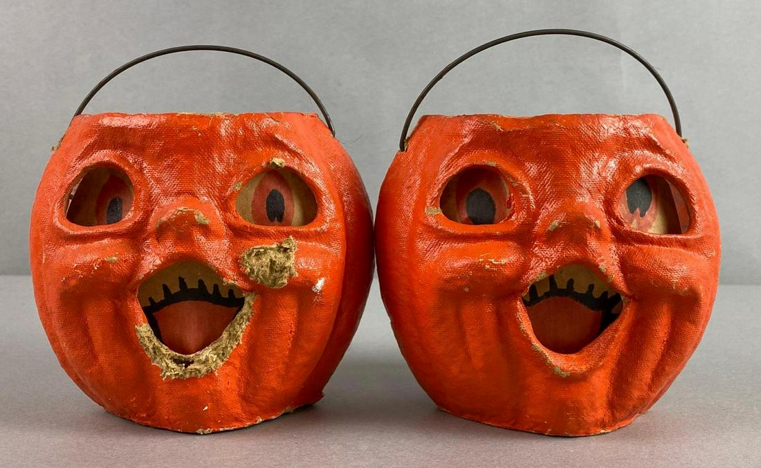 Group of 2 Vintage Paper Mache Halloween Candy Buckets (1 of 6)