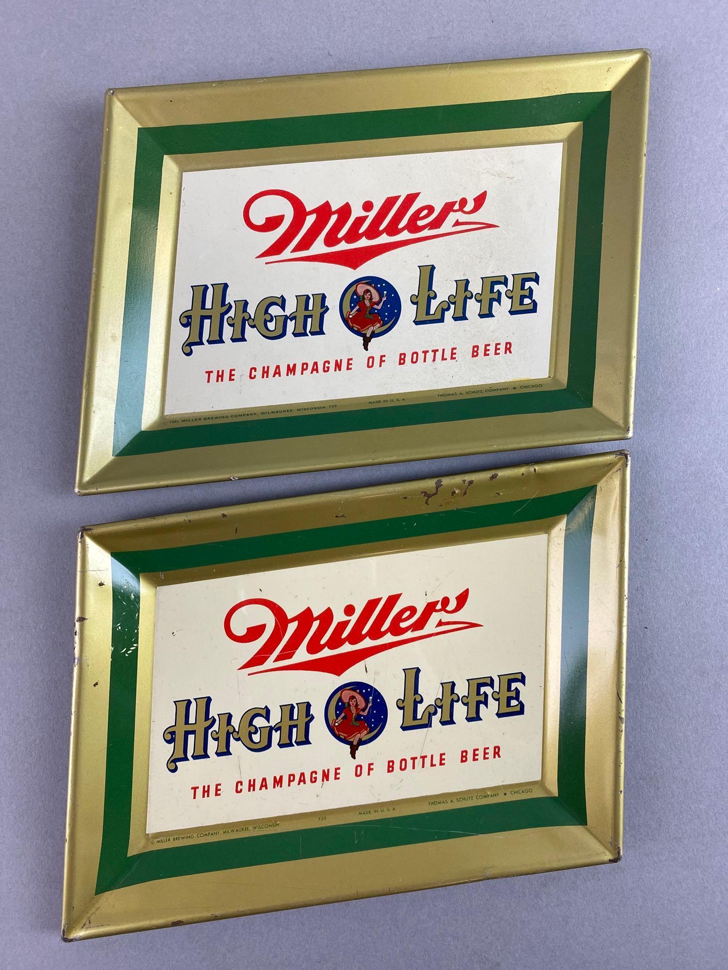 Pair of Miller High Life Beer Advertising Metal Trays (1 of 4)