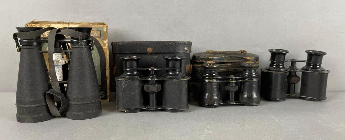 Group of 4 Antique Binoculars and Cases (1 of 5)