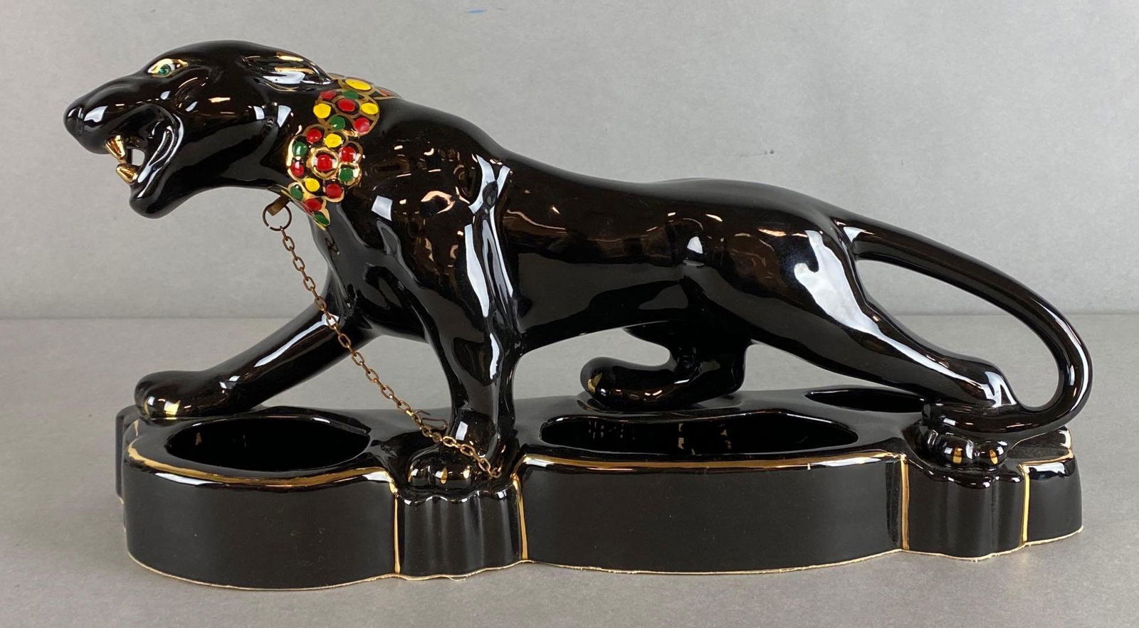 Mid-Century Modern Black Panther Glazed Ceramic Figure (1 of 6)