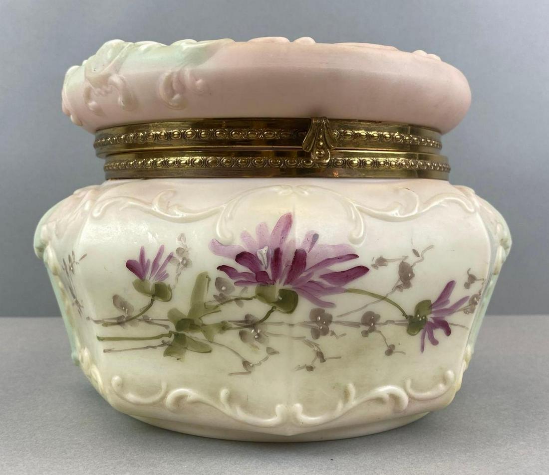 Hand Painted Milk Glass Biscuit Jar (1 of 7)