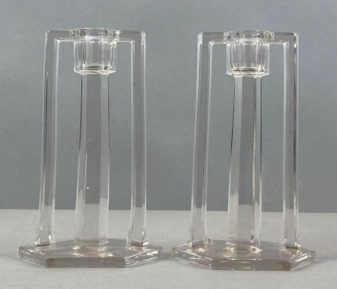 Pair of Clear Glass Candlestick Holders (1 of 5)