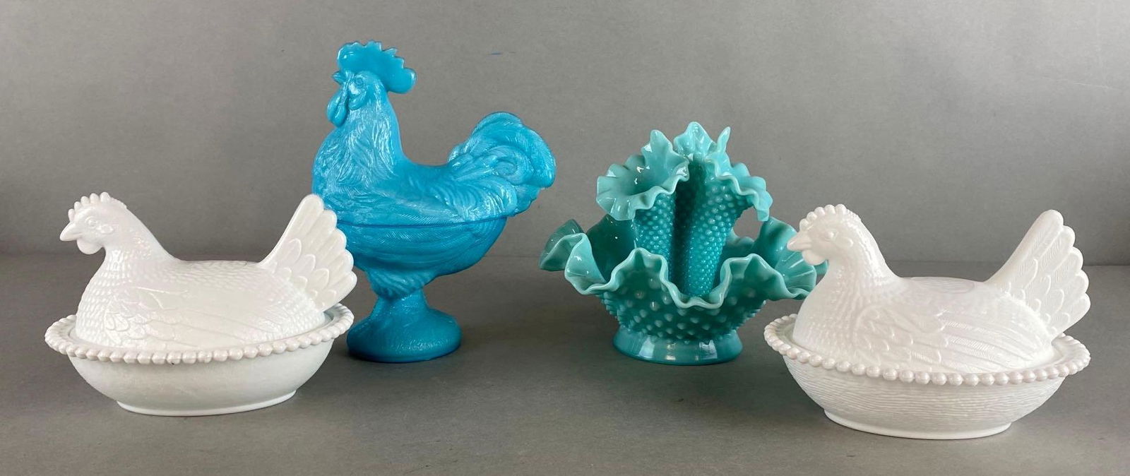 Group of 4 Rooster/Chicken Glass Dishes and More (1 of 4)