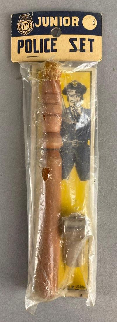Vintage Elvin Junior Police Set: In original packaging, Some holes in plastic, Made in Japan, Measures 8 3/4 x 2 3/4 x 1in.