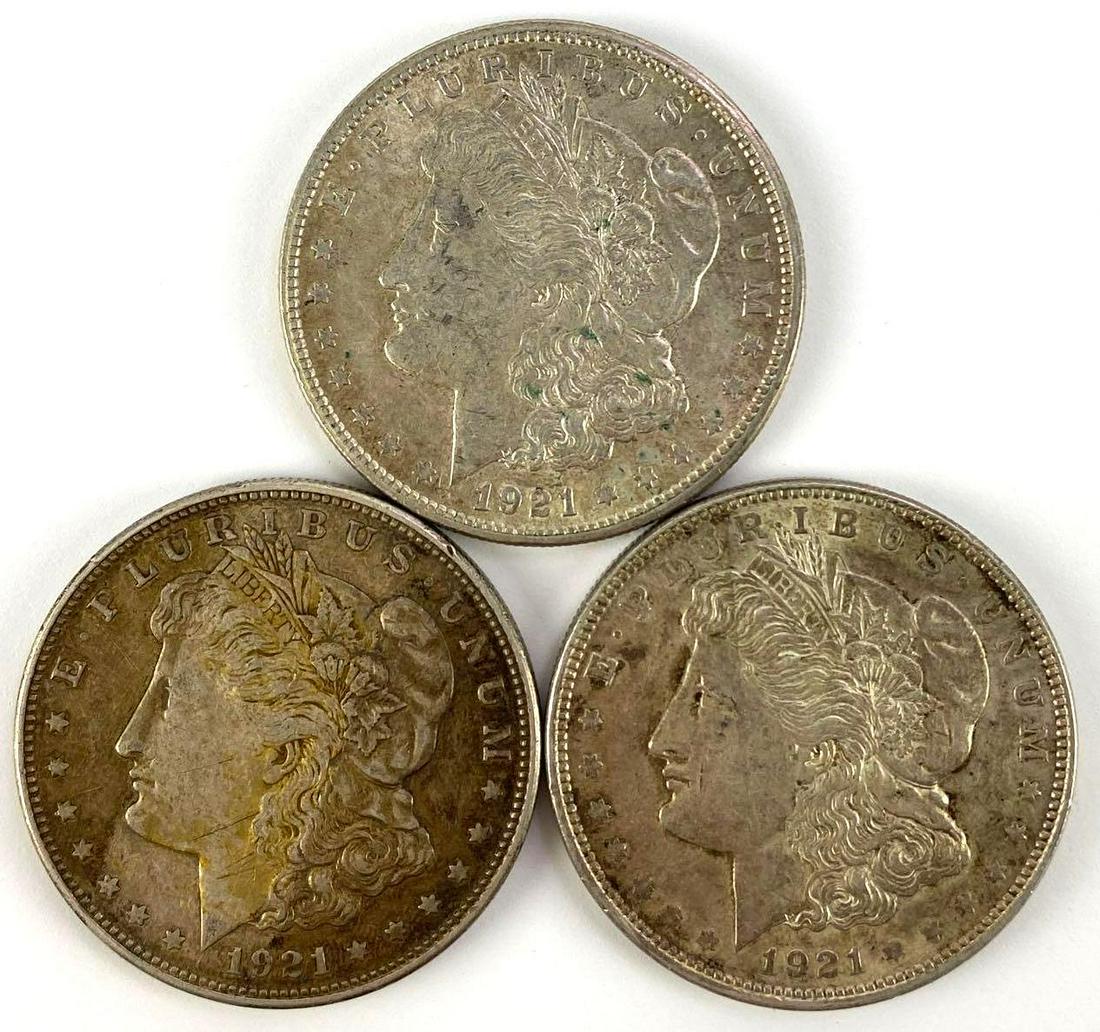Group of (3) 1921 Morgan Silver Dollars (1 of 2)
