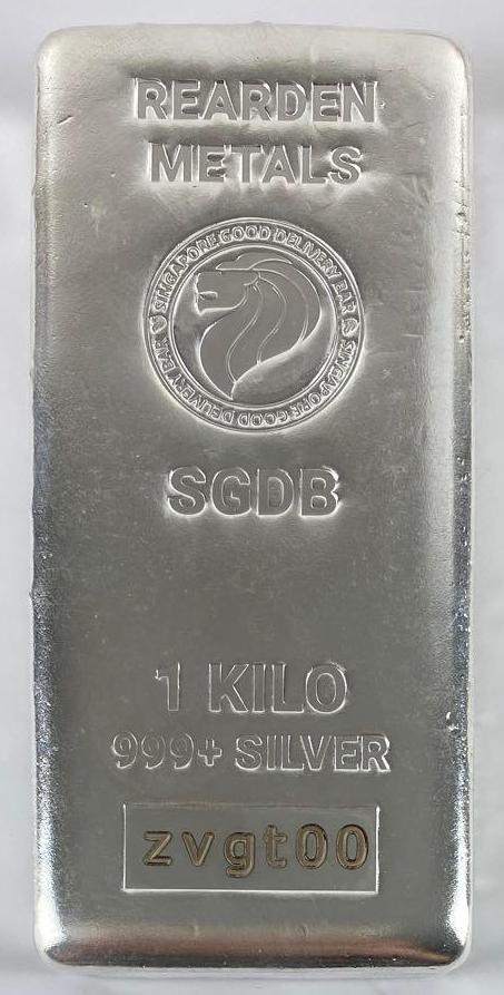 Rearden Metals Vertical 1 Kilo 999 Fine Silver Ingot / Bar (1 of 2)